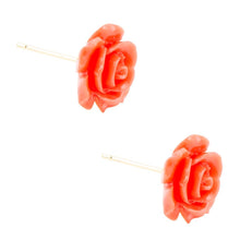 Load image into Gallery viewer, Orange Coral Rose Post Stud Earrings