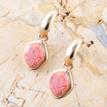Load image into Gallery viewer, Orange Sponge Coral and Golden Half Hoop Earrings