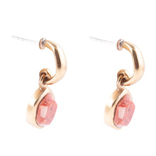 Load image into Gallery viewer, Orange Sponge Coral and Golden Half Hoop Earrings