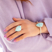 Load image into Gallery viewer, Organic Blue Larimar and Sterling Silver Cuff Bracelet