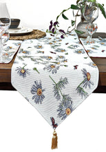 Load image into Gallery viewer, Tache Floral Yellow Daisies Ladybugs Ivory Woven Tapestry Table Runner (18114)