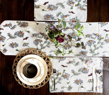 Load image into Gallery viewer, Tache Floral Yellow Daisies Ladybugs Ivory Woven Tapestry Table Runner (18114)