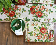 Load image into Gallery viewer, Tache Sweet Roses Vintage Ivory Woven Floral Tapestry Table Runners (17593TR)