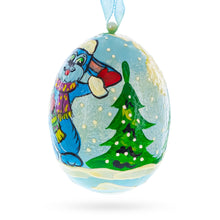 Load image into Gallery viewer, Bunny with Present Wooden Christmas Ornament