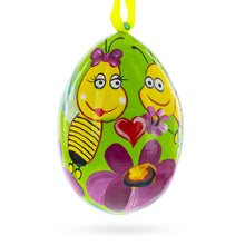 Load image into Gallery viewer, Two Bees and Heart by Flower Wooden Christmas Ornament 3 Inches