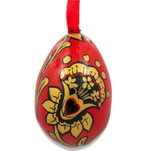 Load image into Gallery viewer, Khokhloma Golden Flowers Wooden Egg Easter Ornament 3 Inches
