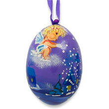 Load image into Gallery viewer, Angel Making it Snow at Night Wooden Christmas Ornament 3 Inches