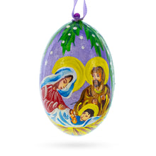 Load image into Gallery viewer, Mary and Joseph Overlooking Jesus Wooden Christmas Ornament 3 Inches