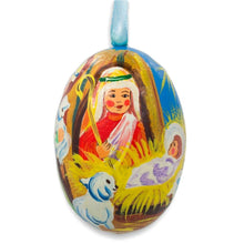 Load image into Gallery viewer, Wiseman, Lamb and Jesus Nativity Scene Wooden Christmas Ornament 3 Inches