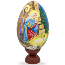 Load image into Gallery viewer, Virgin Mary in Mangle Nativity Scene Wooden Egg Figurine 7.25 Inches