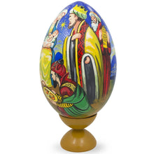 Load image into Gallery viewer, Nativity Scene with Wisemen Wooden Egg Figurine 7.25 Inches
