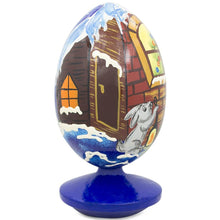 Load image into Gallery viewer, Santa Claus, Bunny Reindeer Looking at the Christmas Tree Wooden Egg 4.75 Inch
