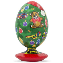 Load image into Gallery viewer, Christmas Tree with Teddy Bear and Toy Ornaments Wooden Egg Figurine