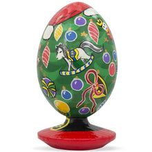 Load image into Gallery viewer, Christmas Tree with Teddy Bear and Toy Ornaments Wooden Egg Figurine