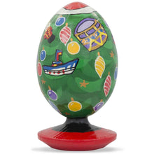 Load image into Gallery viewer, Christmas Tree with Teddy Bear and Toy Ornaments Wooden Egg Figurine