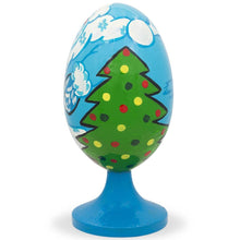 Load image into Gallery viewer, Blue Coat Santa with Christmas Gifts Wooden Figurine