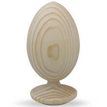 Load image into Gallery viewer, Unfinished Wooden Egg on Attached Stand 4.75 Inches Tall