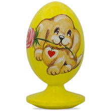 Load image into Gallery viewer, Valentine's "Love Me" Puppy Dog with Rose Wooden Figurine