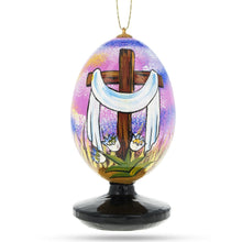 Load image into Gallery viewer, Rising Cross in the Sky Wooden Easter Egg Ornament