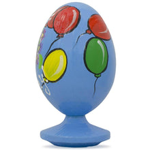 Load image into Gallery viewer, White Cat with Happy Birthday Balloons Wooden Figurine