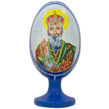 Load image into Gallery viewer, St Nicholas with the Bible Wooden Easter Egg Figurine 4.75 Inches