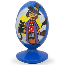 Load image into Gallery viewer, Witch with Broom Halloween Wooden Figurine