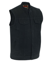 Load image into Gallery viewer, Weston Black Men's Denim Motorcycle Vest – Single Panel Back