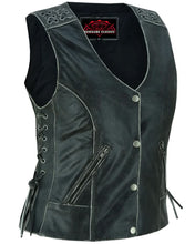 Load image into Gallery viewer, Women's Gray Vest with Grommet and Lacing Accents