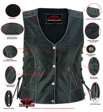 Load image into Gallery viewer, Women's Gray Vest with Grommet and Lacing Accents