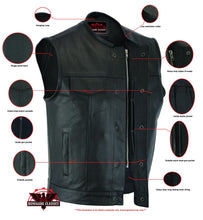 Load image into Gallery viewer, Men's AM  Black Cowhide Leather Motorcycle Vest