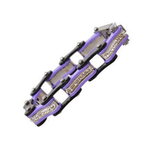 Load image into Gallery viewer, VJ119 Two Tone Black/Purple W/White Crystal Centers