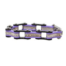 Load image into Gallery viewer, VJ119 Two Tone Black/Purple W/White Crystal Centers