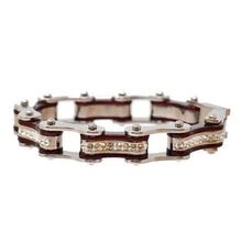 Load image into Gallery viewer, VJ1114 Two Tone Silver/Candy Red W/White Crystal Centers