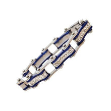 Load image into Gallery viewer, VJ1115 Two Tone Silver/Candy Blue W/White Crystal Centers