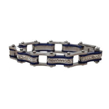 Load image into Gallery viewer, VJ1115 Two Tone Silver/Candy Blue W/White Crystal Centers