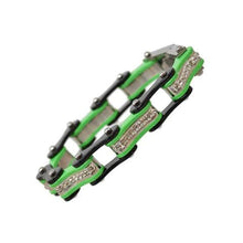 Load image into Gallery viewer, VJ112 Two Tone Black/Lime Green W/White Crystal Centers