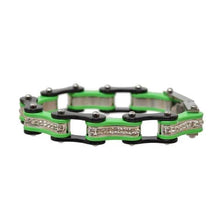 Load image into Gallery viewer, VJ112 Two Tone Black/Lime Green W/White Crystal Centers