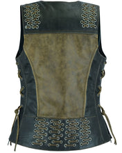 Load image into Gallery viewer, Women's Vest with Grommet and Lacing Accents - Two Tone