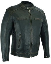 Load image into Gallery viewer, Men&#39;s Cruiser Jacket in Lightweight Drum Dyed Distressed Naked - Olive