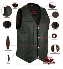 Load image into Gallery viewer, Men's Milled Single Back Panel Leather  Vest - Black
