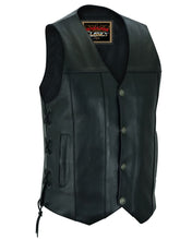 Load image into Gallery viewer, Hawk Men's Classic Black Leather Motorcycle Vest