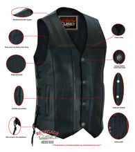 Load image into Gallery viewer, Hawk Men's Classic Black Leather Motorcycle Vest