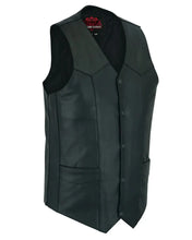 Load image into Gallery viewer, Men's Tall Classic Motorcycle Leather Vest - Black