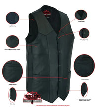 Load image into Gallery viewer, Men's Tall Classic Motorcycle Leather Vest - Black