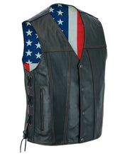 Load image into Gallery viewer, Men's Honor Ride Black Leather Motorcycle with Vest Red Stitching