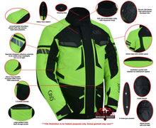 Load image into Gallery viewer, 4-Season Hi-Vis Mens Textile Motorycyle Jacket  Waterproof &amp; Ventilated