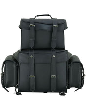 Load image into Gallery viewer, Leather Black PVC Large Four Piece Motorcycle Touring Tail Bag