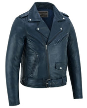 Load image into Gallery viewer, Moonlight Women&#39;s Navy Blue Fashion Leather Jacket
