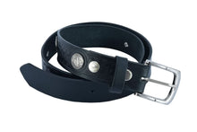 Load image into Gallery viewer, BLT Classic Black Leather Belt with Buffalo Nickel