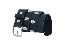 Load image into Gallery viewer, BLT Skull Heads Black Genuine Leather Belt